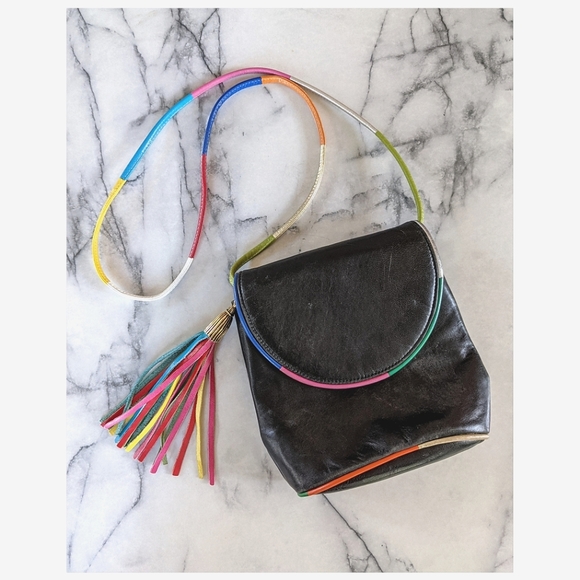 Vintage Handbags - vintage 80's rainbow satchel